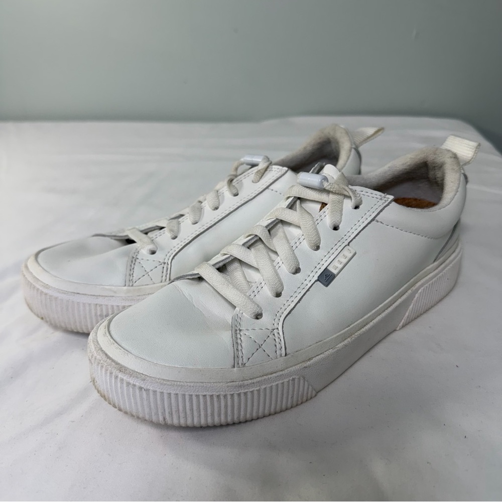 Reef Cushion Sunset White Leather Platform Sneakers US 7.5